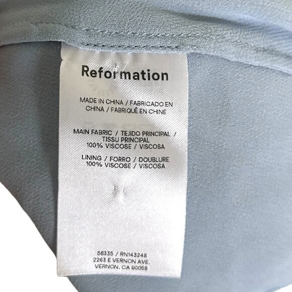 Reformation Blue White Magnus Floral Ruffle Sleeveless A-Line Blue 4 - Picture 6 of 6